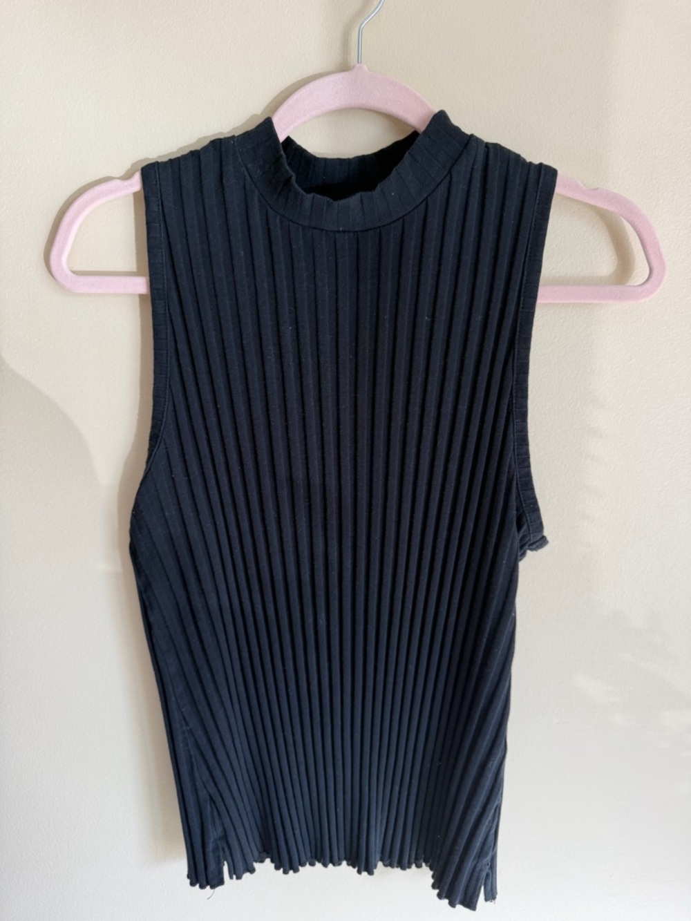 a new day Black Ribbed Sleeveless Mock Neck Tank